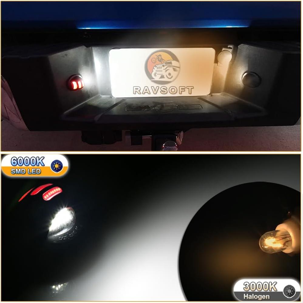 Luz de Placa de Matrícula LED RAVSOFT RS156 6000K Blanca - Paquete de 2