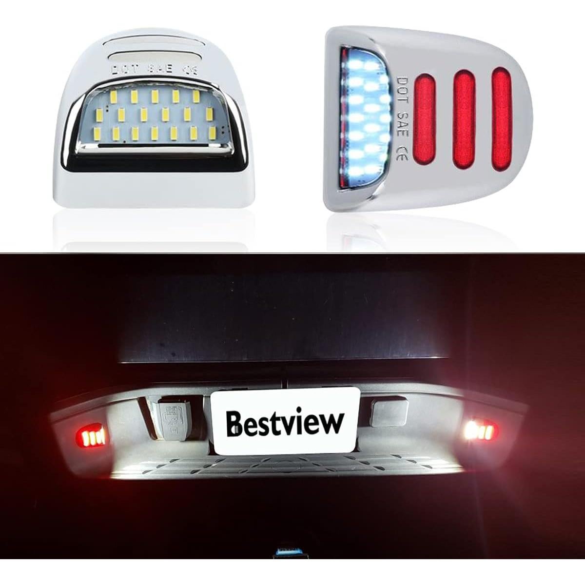 Luz de Placa de Licencia LED Mejorvista Cromo para Chevy y GMC