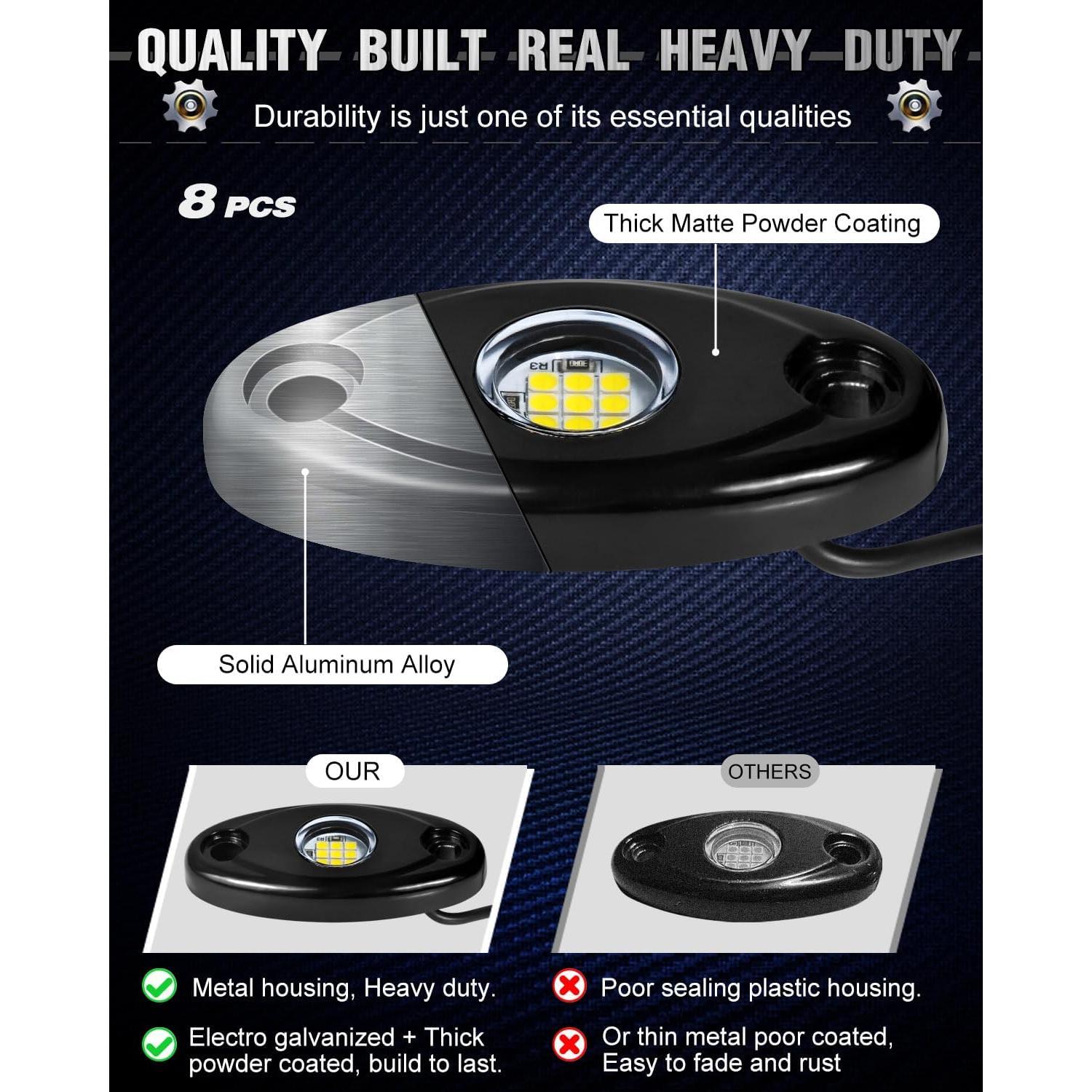 Kit de Luces LED Rock 8 Pods Amak Impermeables Blancas