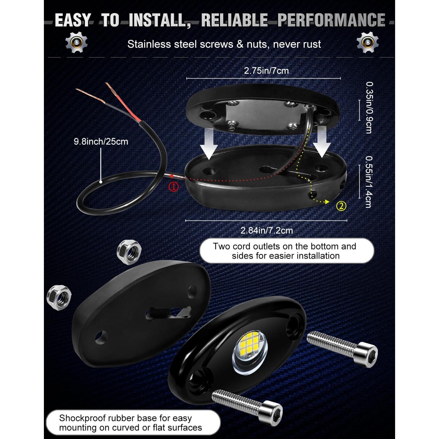 Kit de Luces LED Rock 8 Pods Amak Impermeables Blancas