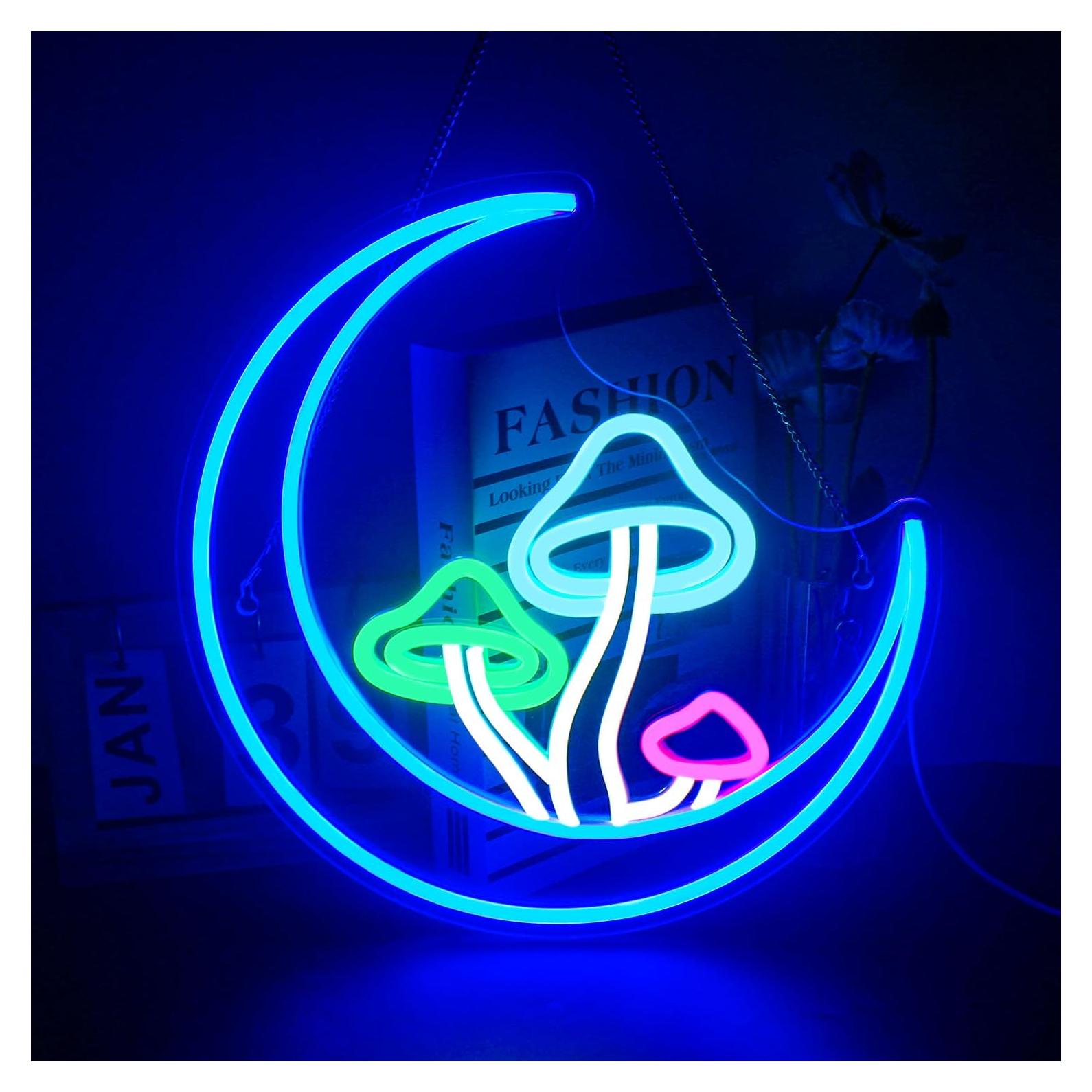 Luz de Neón Hongo Lunar Azul LED USB 32.5 cm DREAMFORT