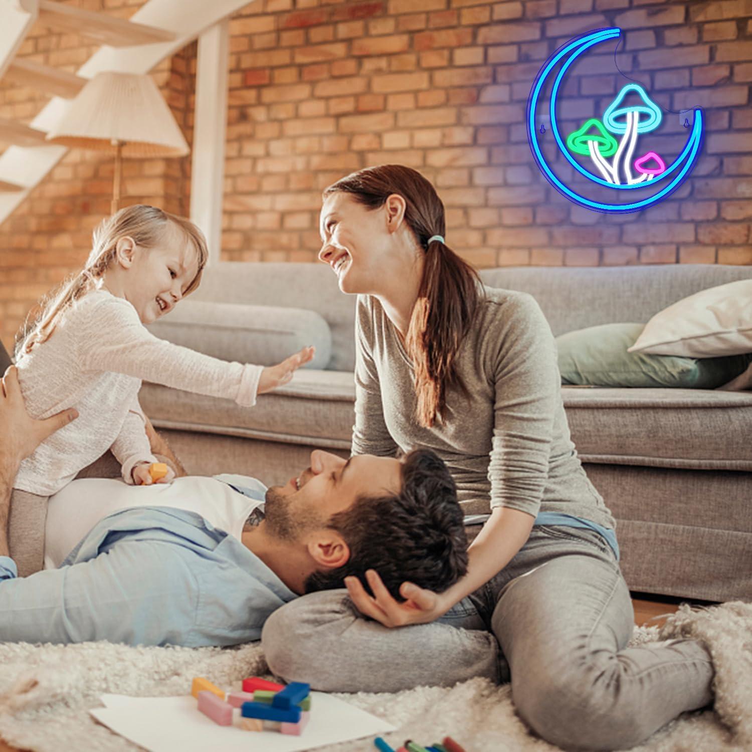 Luz de Neón Hongo Lunar Azul LED USB 32.5 cm DREAMFORT