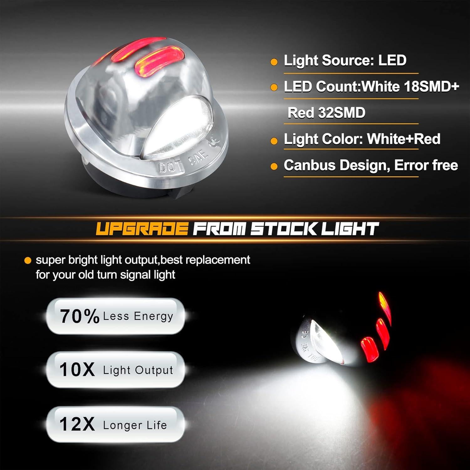 Luces de Placa de Licencia LED RUXIFEY Cromadas 12V Rojo