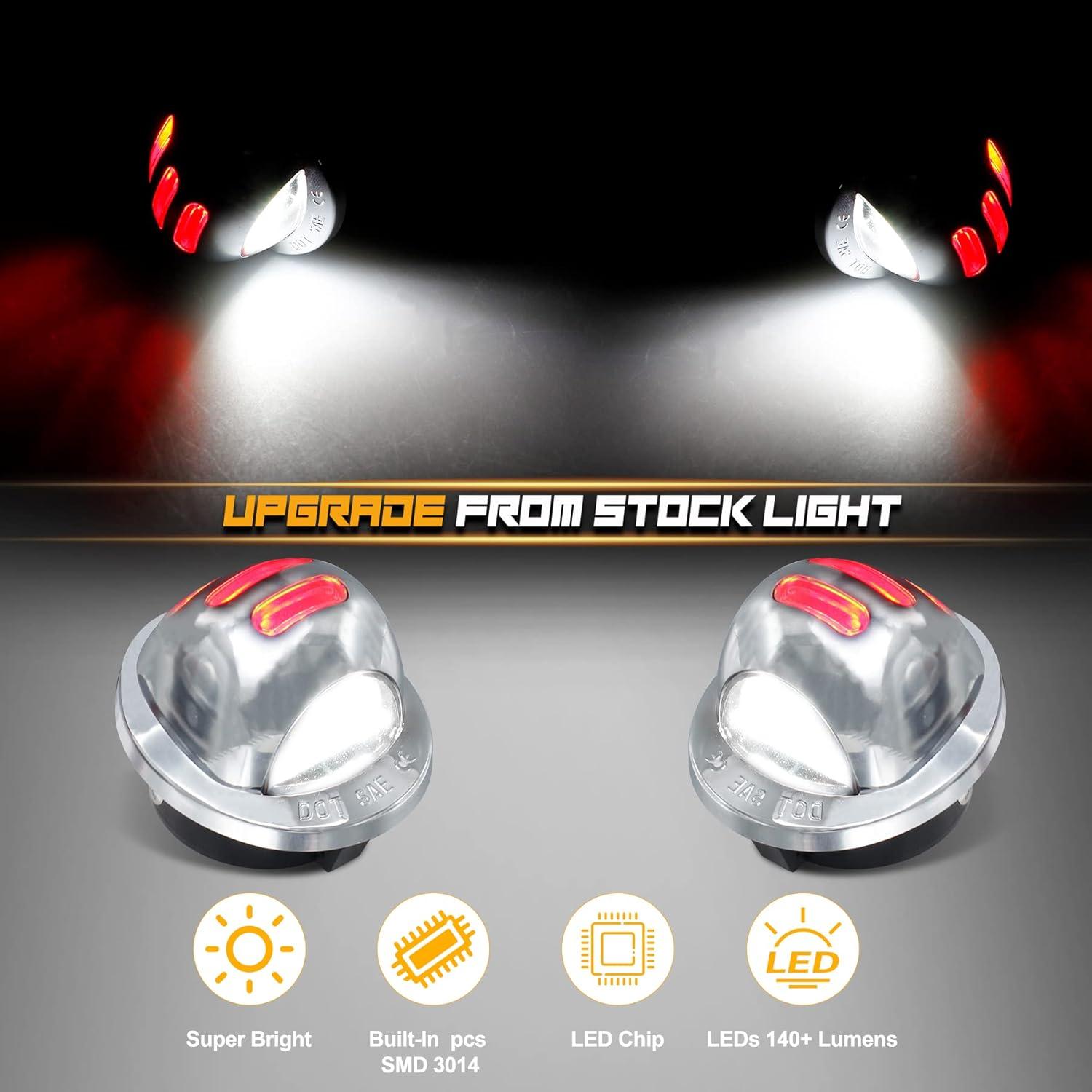 Luces de Placa de Licencia LED RUXIFEY Cromadas 12V Rojo