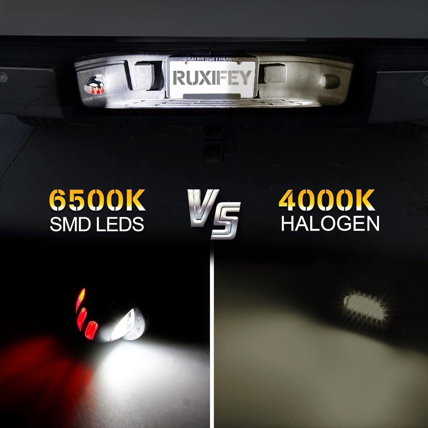 Luces de Placa de Licencia LED RUXIFEY Cromadas 12V Rojo