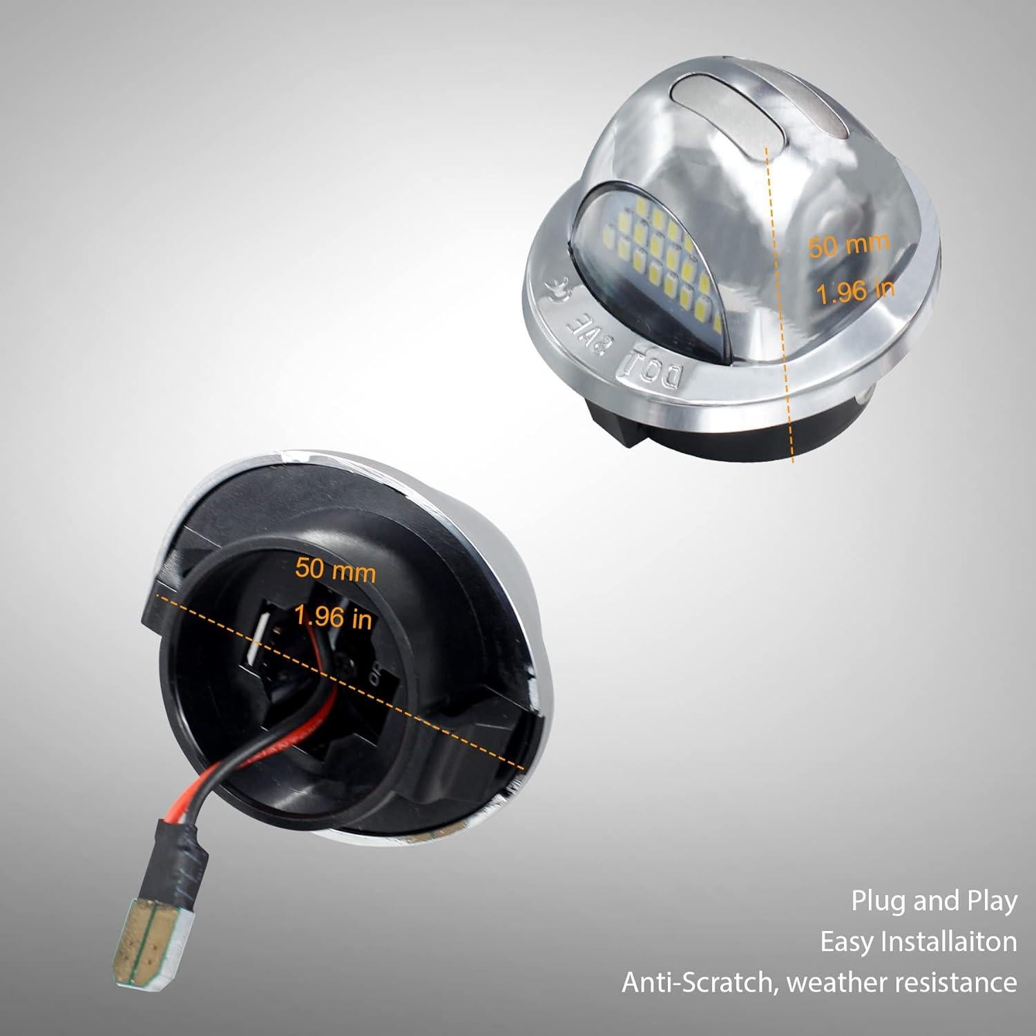 Luces de Placa de Licencia LED RUXIFEY Cromadas 12V Rojo