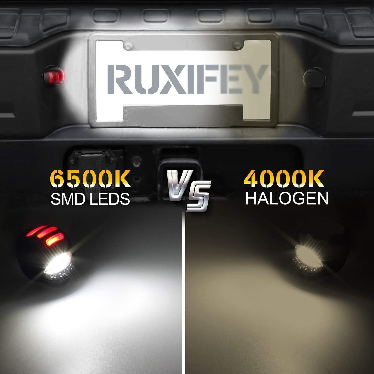 Luces de Placa de Licencia LED RUXIFEY 6500K Rojo OLED - Paquete de 2