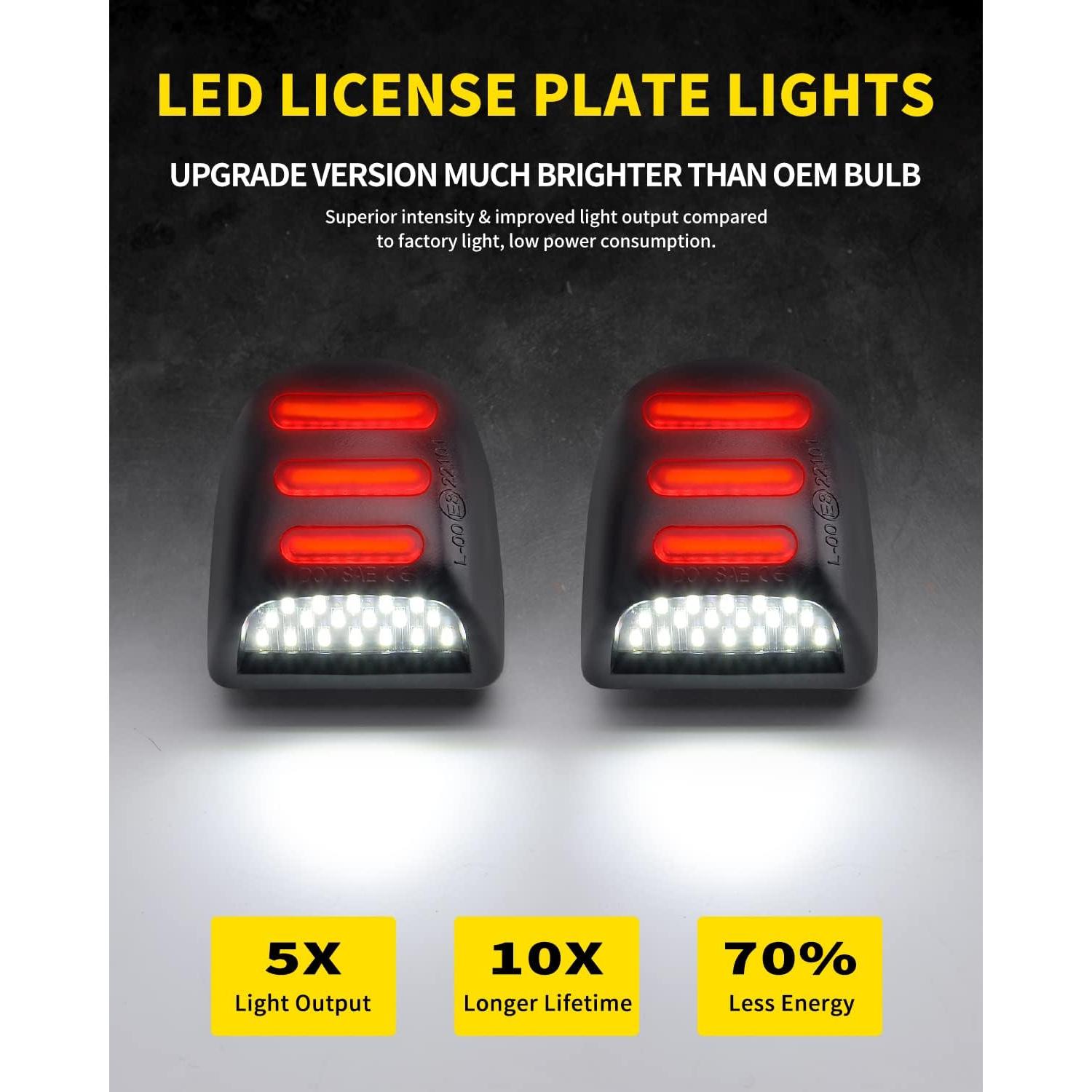 Luz de Placa de Matrícula LED Asgohme con Tubo Neón Rojo