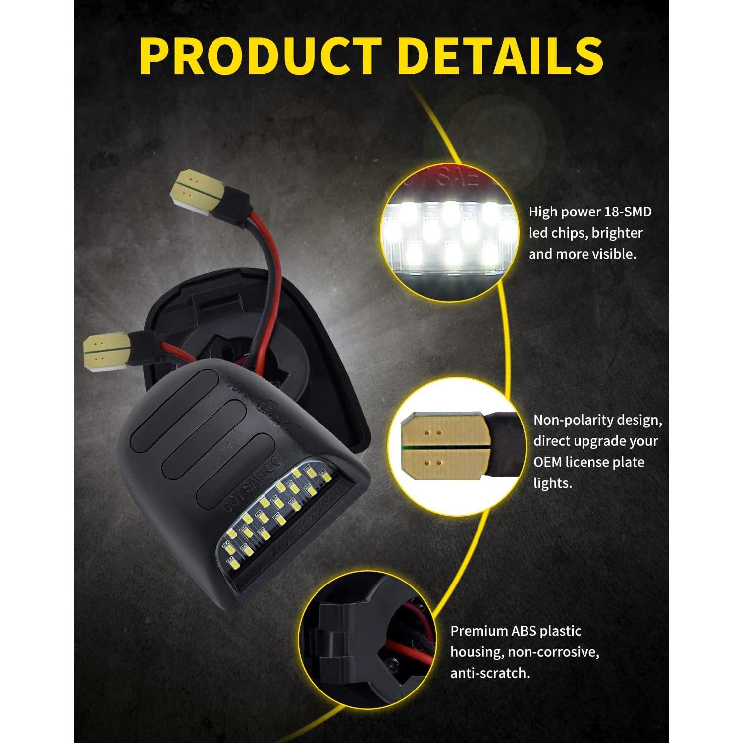 Luz de Placa de Matrícula LED Asgohme con Tubo Neón Rojo