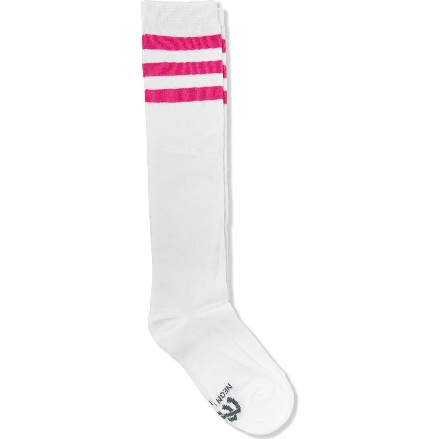 Medias Tubulares Altas Unisex Neon Nation Blancas con Rayas