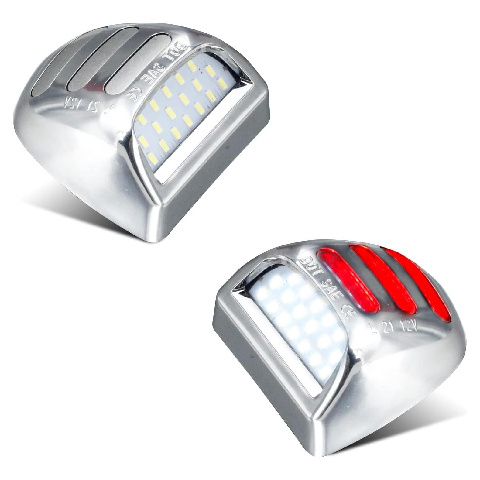 Luces de Placa de Licencia LED RUXIFEY Cromadas 12V Rojo