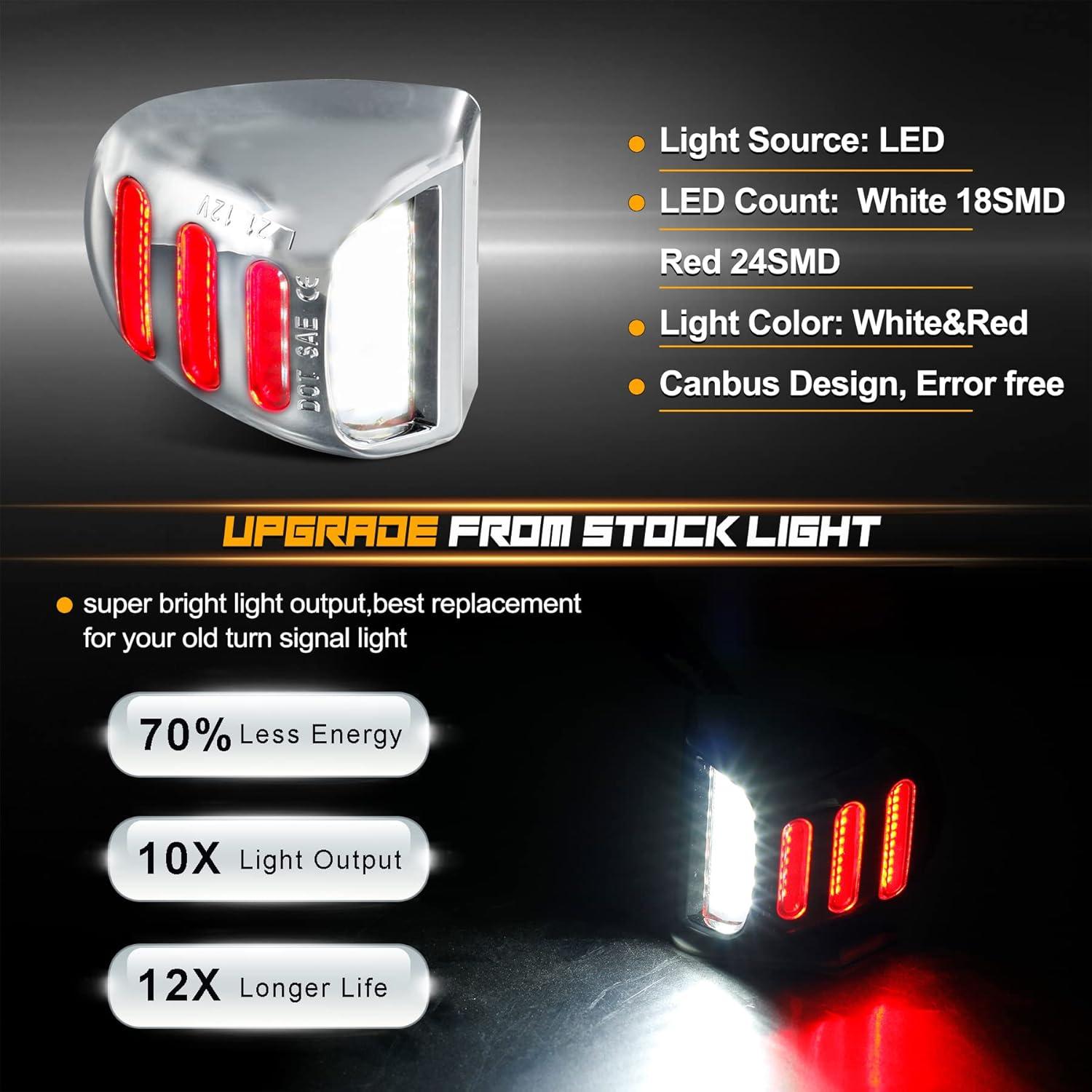 Luces de Placa de Licencia LED RUXIFEY Cromadas 12V Rojo