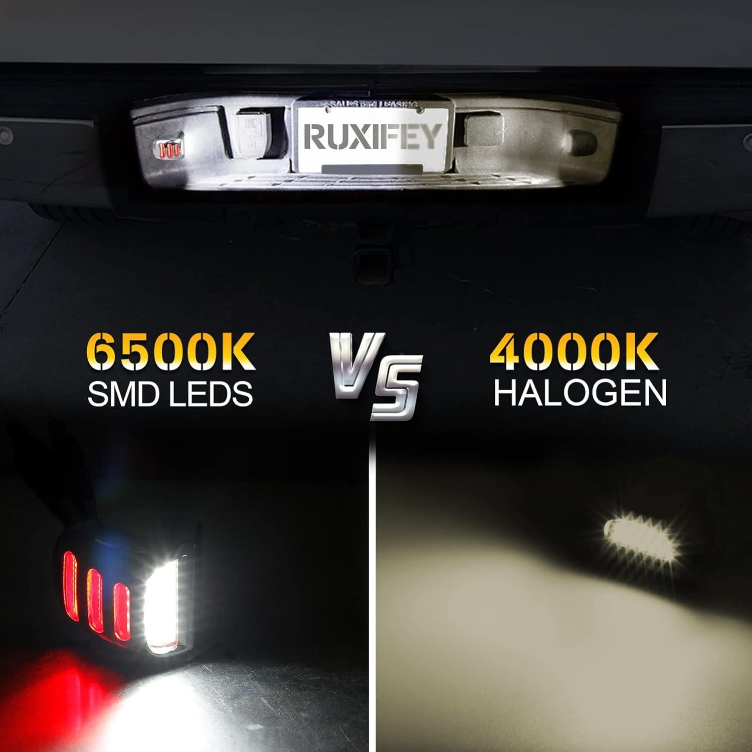 Luces de Placa de Licencia LED RUXIFEY Cromadas 12V Rojo