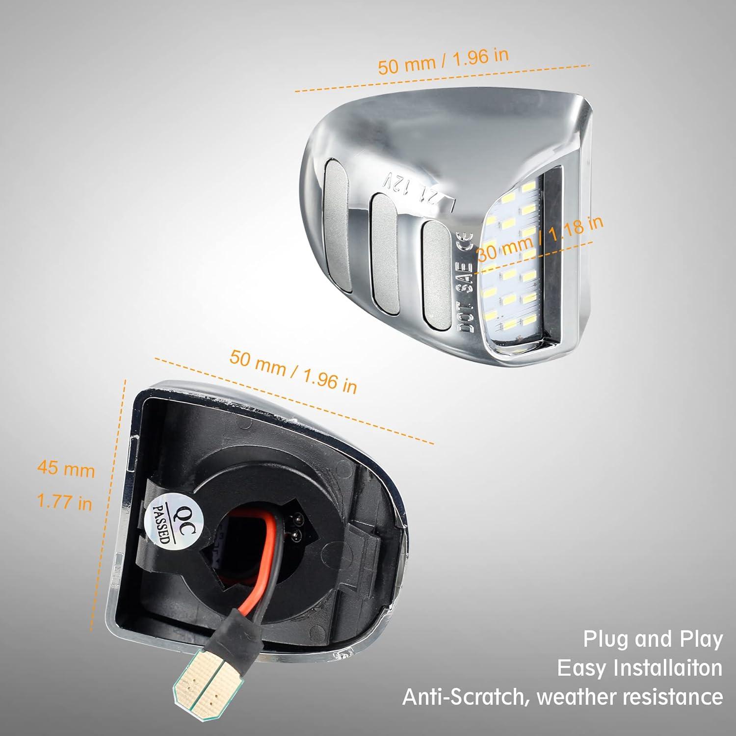 Luces de Placa de Licencia LED RUXIFEY Cromadas 12V Rojo