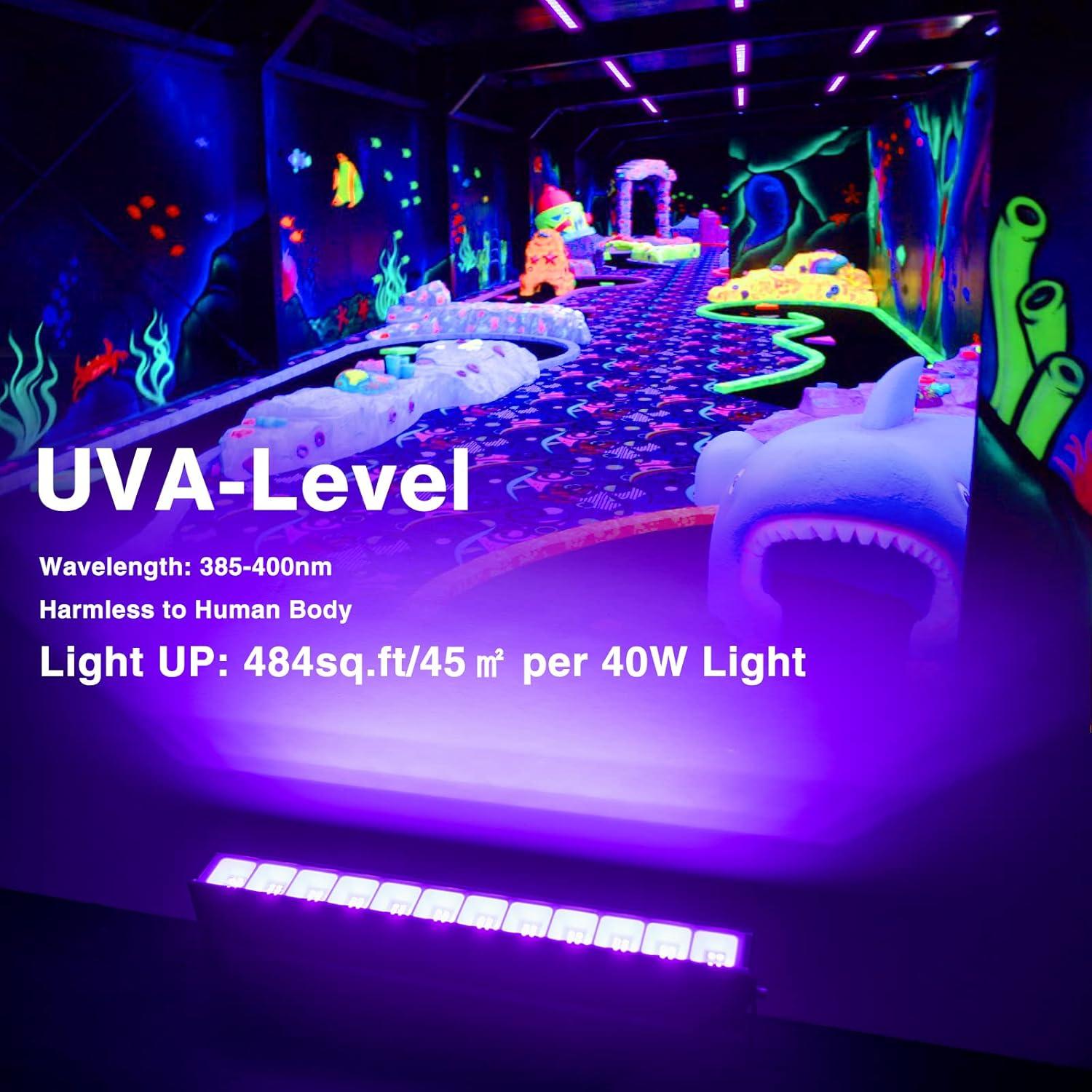 Barra de Luz Negra 40W Atfoyer 4PCS, Ilumina 44.9 m²