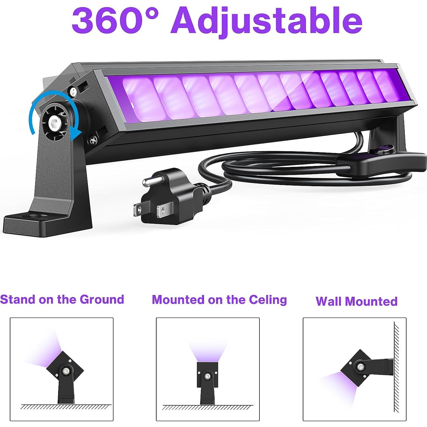 Barra de Luz Negra 40W Atfoyer 4PCS, Ilumina 44.9 m²