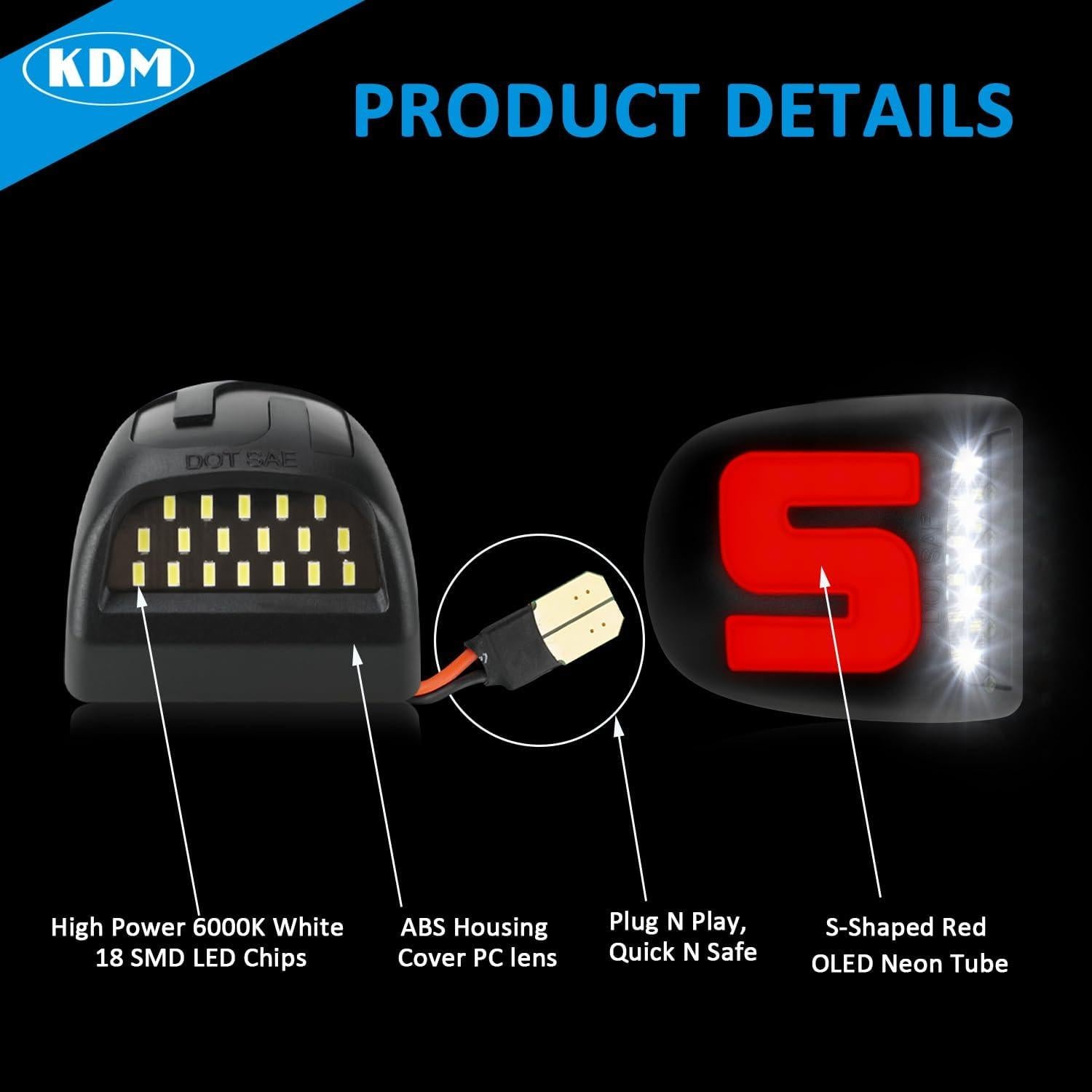 KDM Luz de Placa de Licencia LED para Chevy Silverado 1999-2013