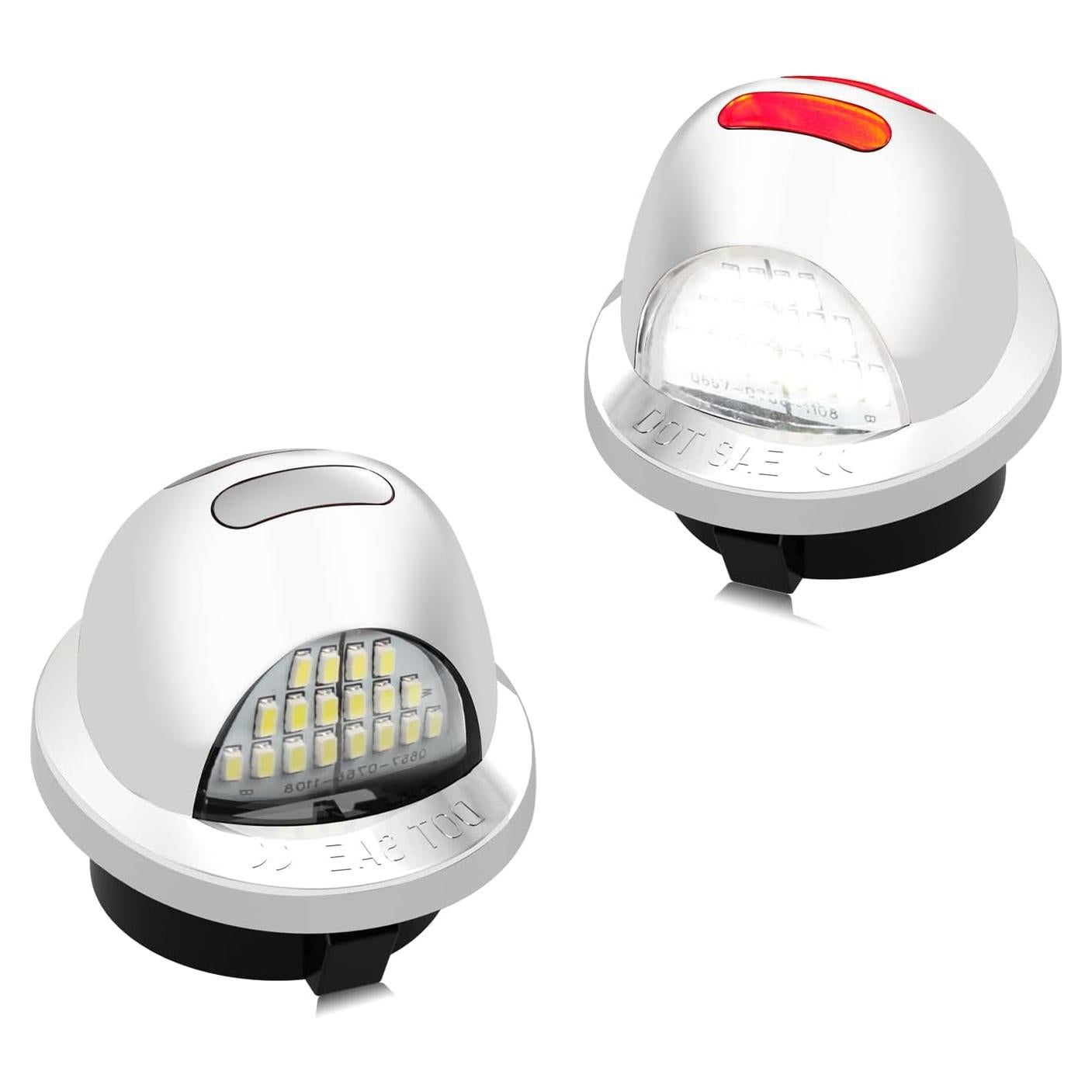 Luz de Placa LED HERCOO Cromada con Tubo Neón Rojo para Ford