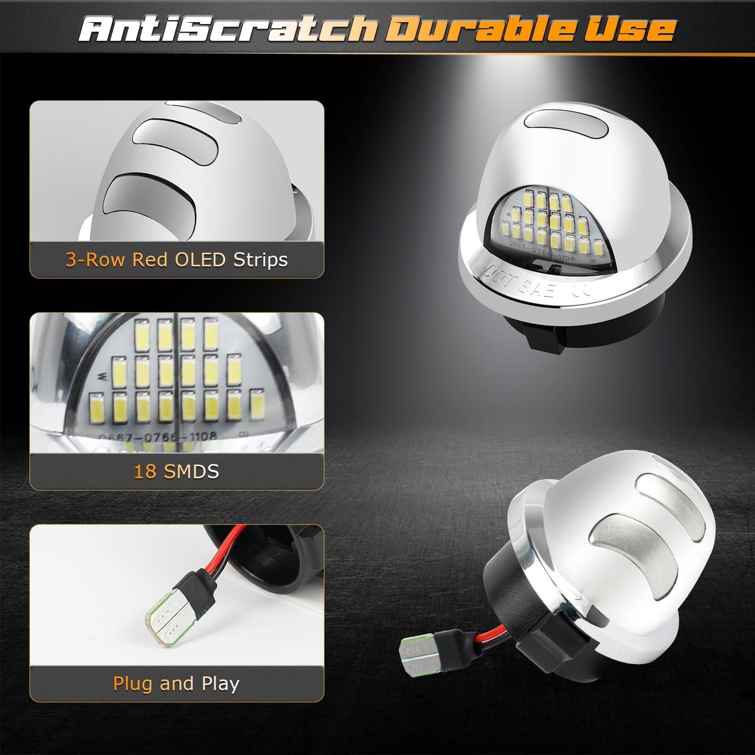 Luz de Placa LED HERCOO Cromada con Tubo Neón Rojo para Ford