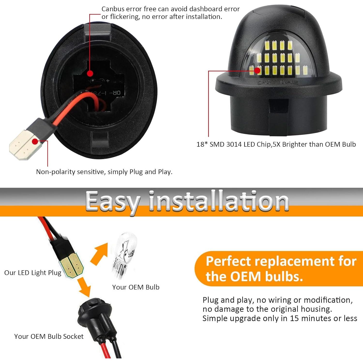 Luces de Matrícula LED Bestview para Ford 1990-2014, 2 Pzas