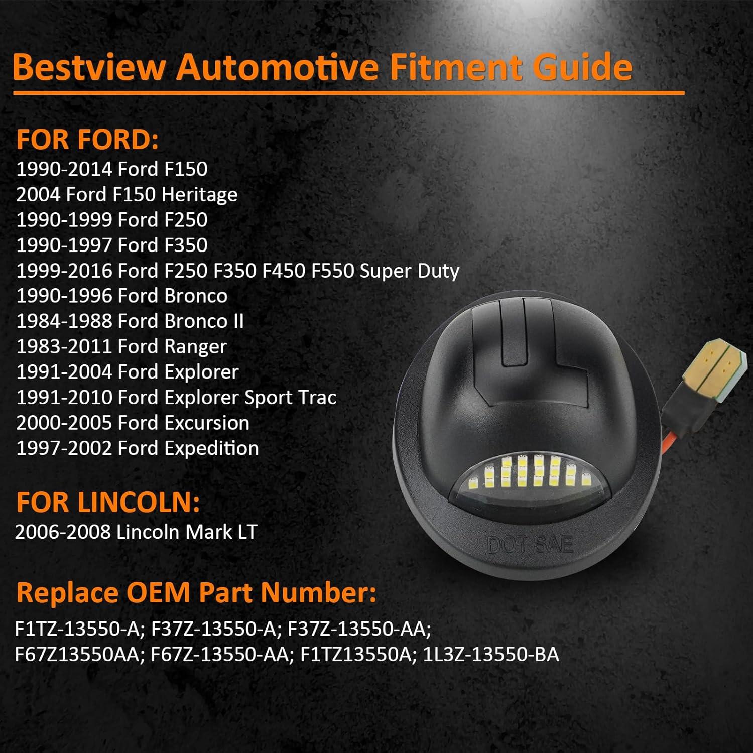 Luces de Matrícula LED Bestview para Ford 1990-2014, 2 Pzas