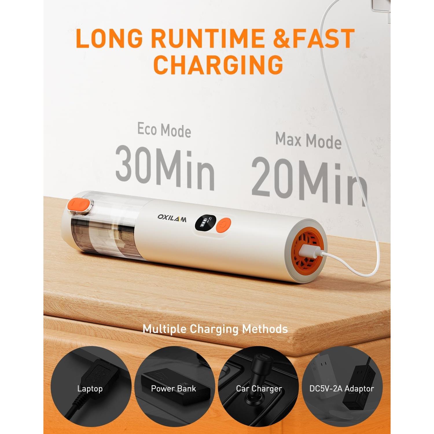 Aspiradora de Coche OXILAM VC030 4 en 1 14000PA Portátil