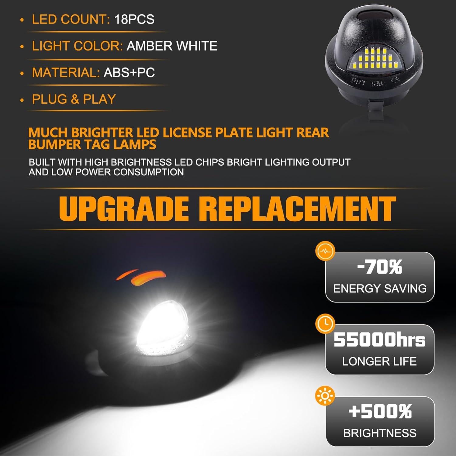 Luces de Placa de Licencia LED Gempro Ámbar para Ford