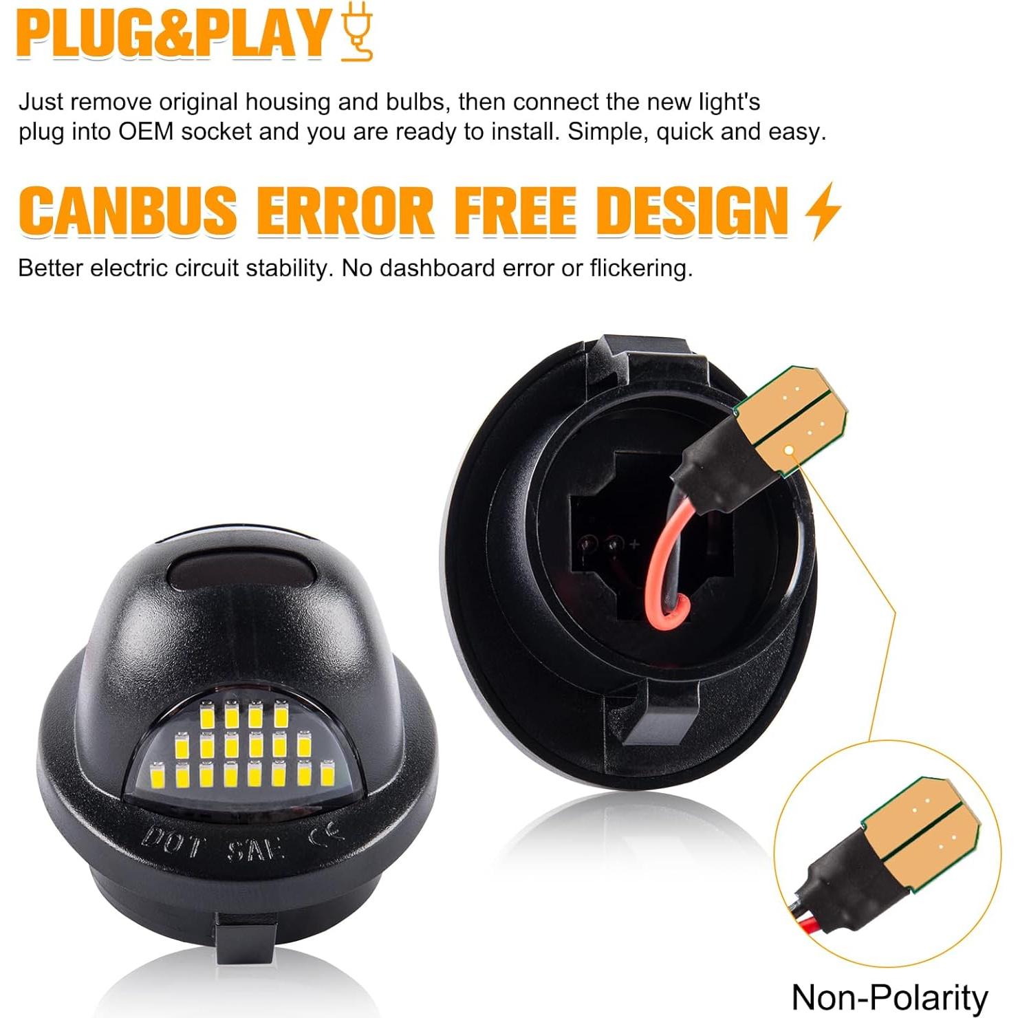 Luces de Placa de Licencia LED Gempro Ámbar para Ford