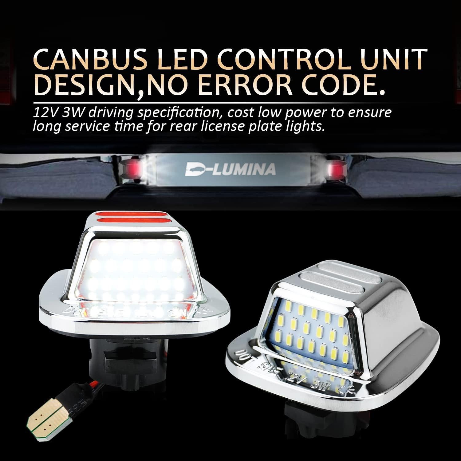 Luz de Placa de Licencia LED D-Lumina Cromada Rojo para Chevy GMC