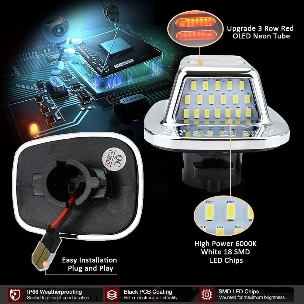 Luz de Placa de Licencia LED D-Lumina Cromada Rojo para Chevy GMC