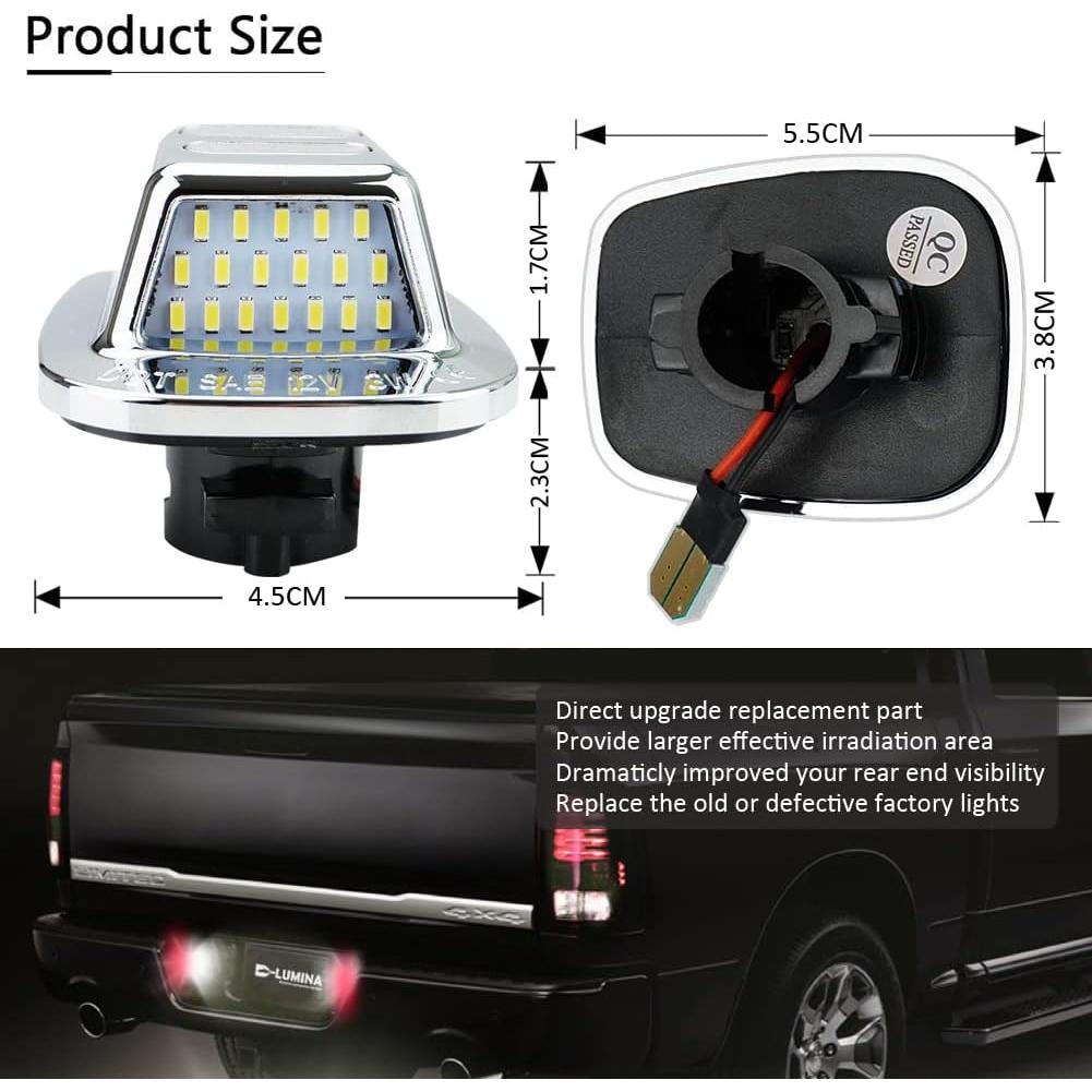 Luz de Placa de Licencia LED D-Lumina Cromada Rojo para Chevy GMC