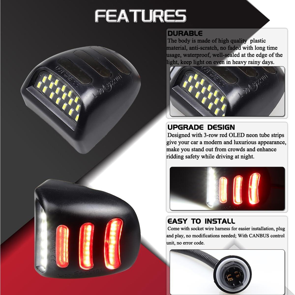 Luces de Placa LED FACAILAHA con Neon Rojo para Cadillac y Chevy