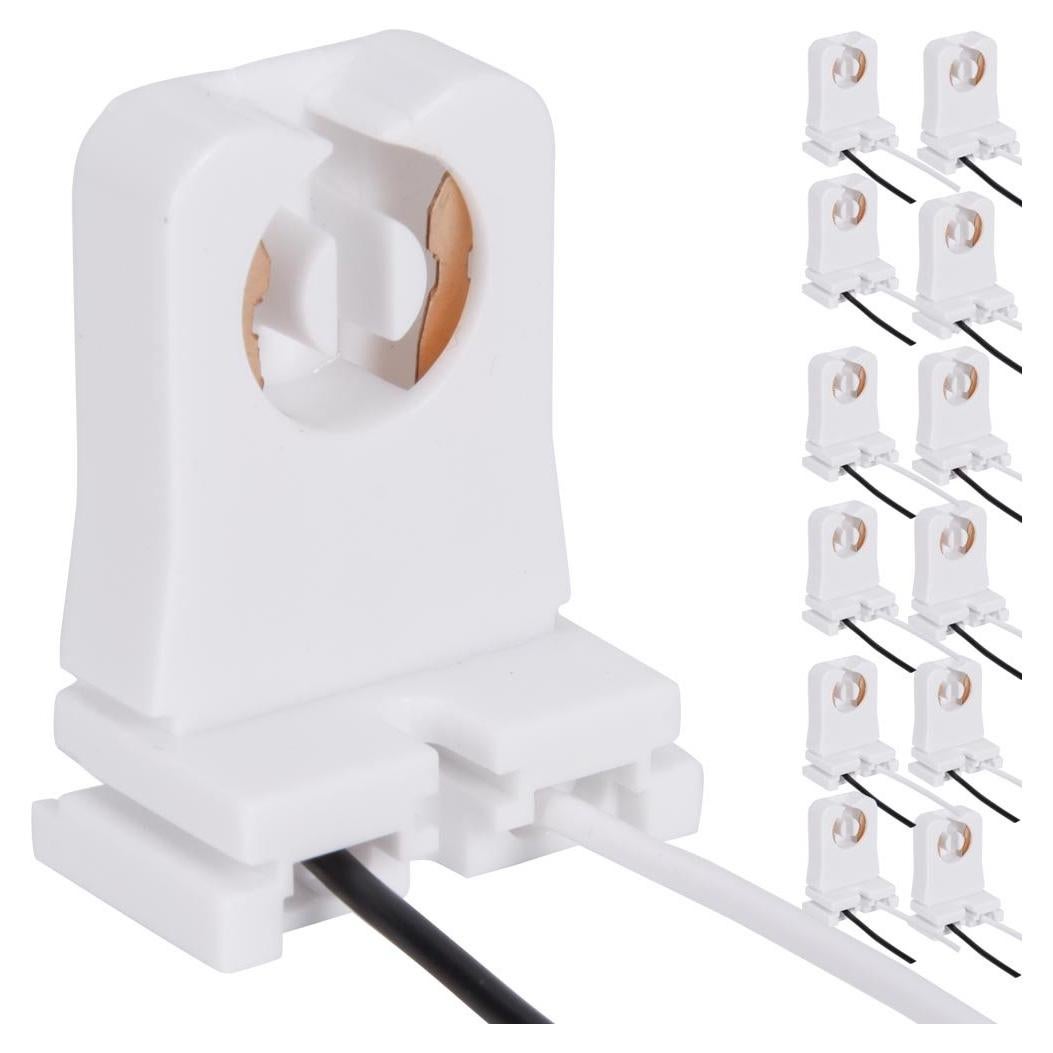 Paquete de 12 Soportes de Lámpara T8 JACKYLED con Cable 25.4 cm