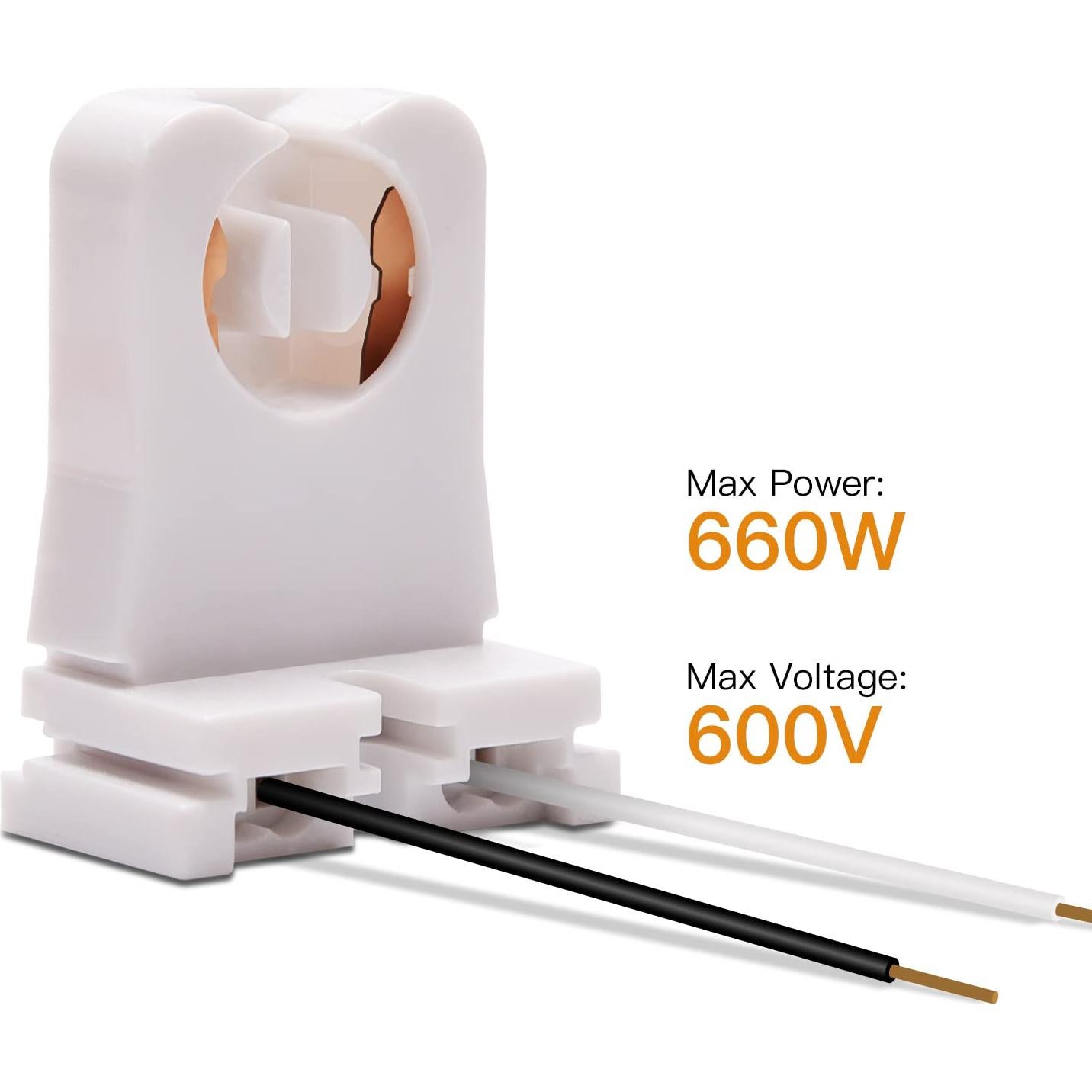 Paquete de 12 Soportes de Lámpara T8 JACKYLED con Cable 25.4 cm