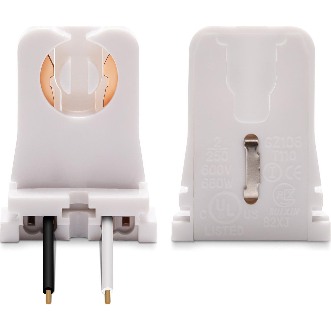 Paquete de 12 Soportes de Lámpara T8 JACKYLED con Cable 25.4 cm