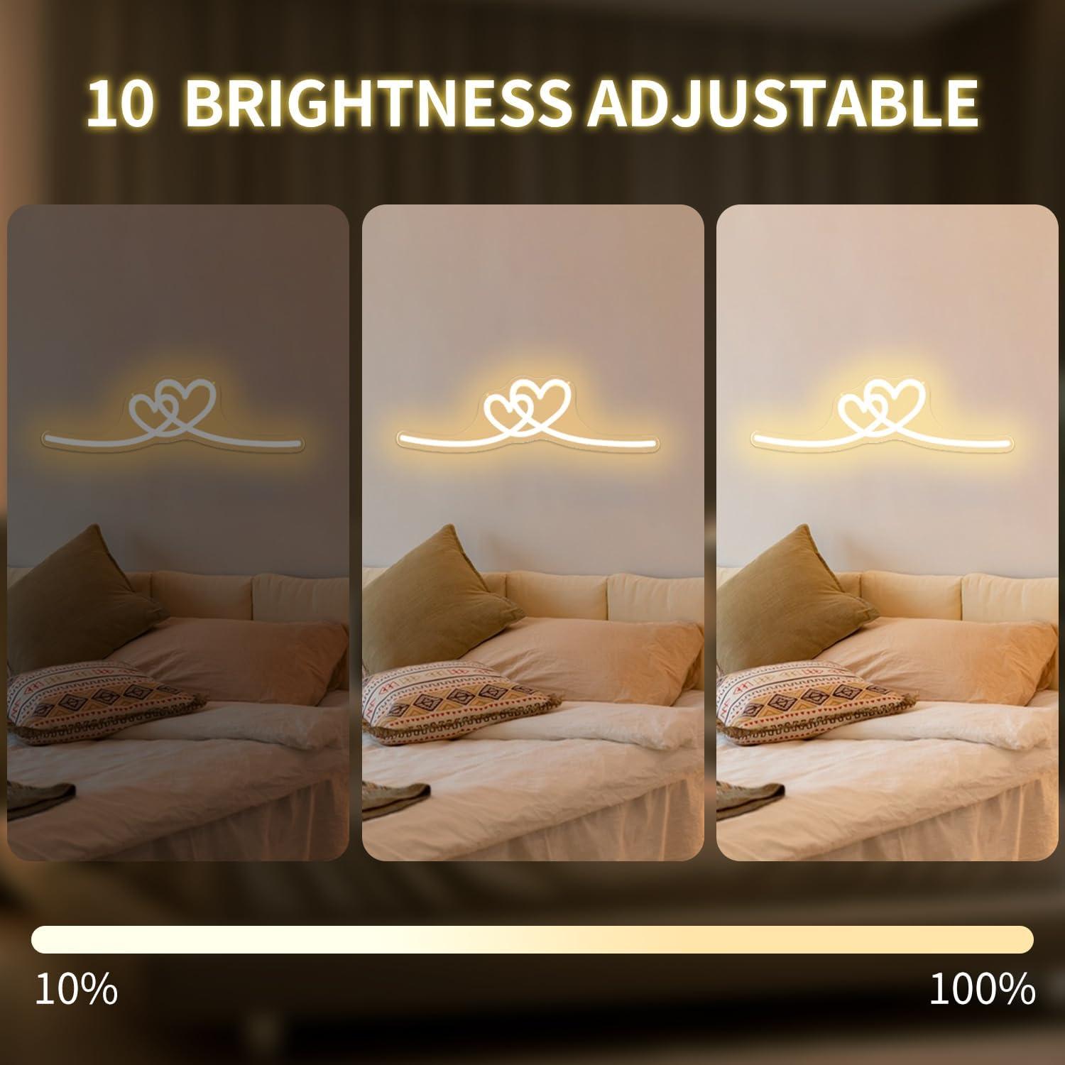 Cartel de Neón Doble Corazón LED Regulable Vveikea 41.4x11cm