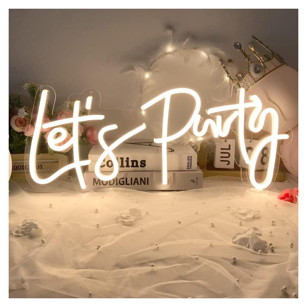 Letrero Neón Vamos a Fiestar Jinxin 58.4x25.4cm LED Regulable