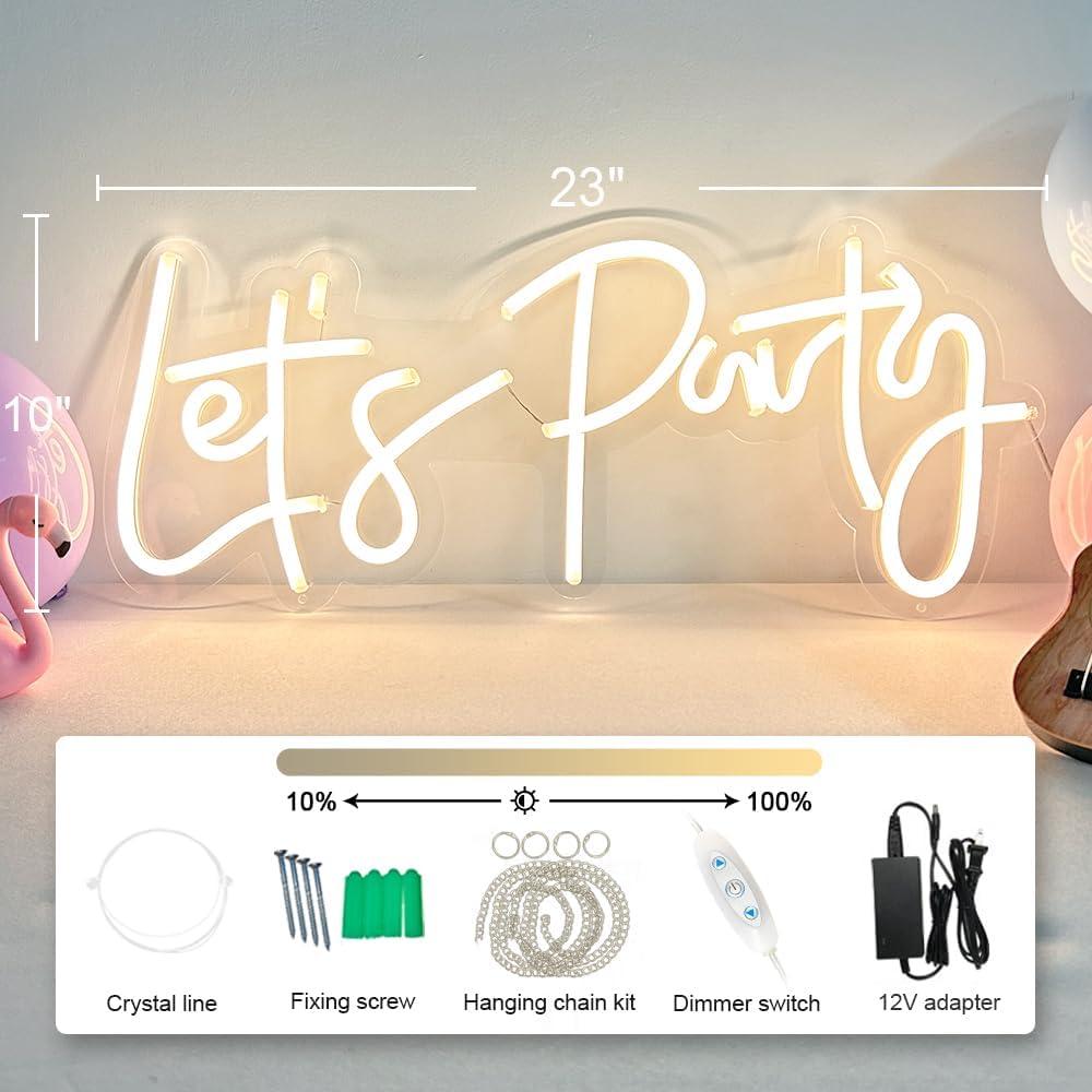 Letrero Neón Vamos a Fiestar Jinxin 58.4x25.4cm LED Regulable