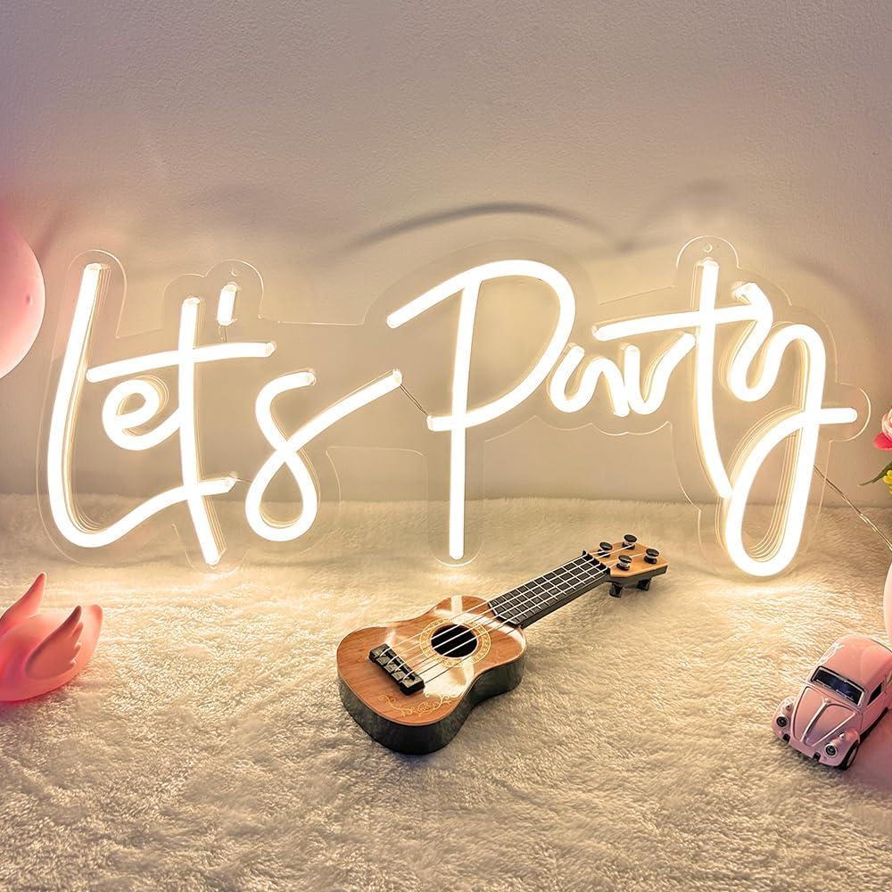 Letrero Neón Vamos a Fiestar Jinxin 58.4x25.4cm LED Regulable