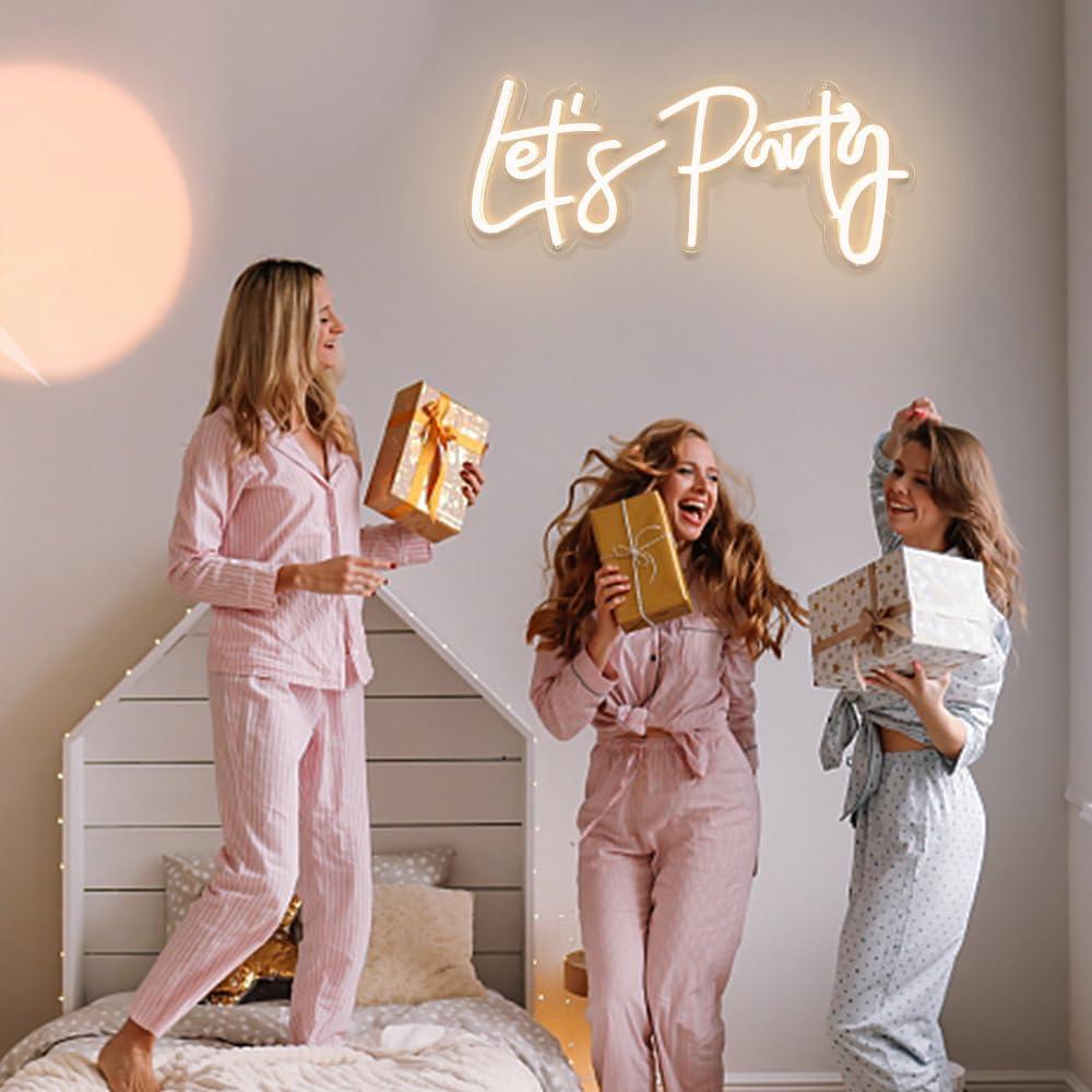 Letrero Neón Vamos a Fiestar Jinxin 58.4x25.4cm LED Regulable