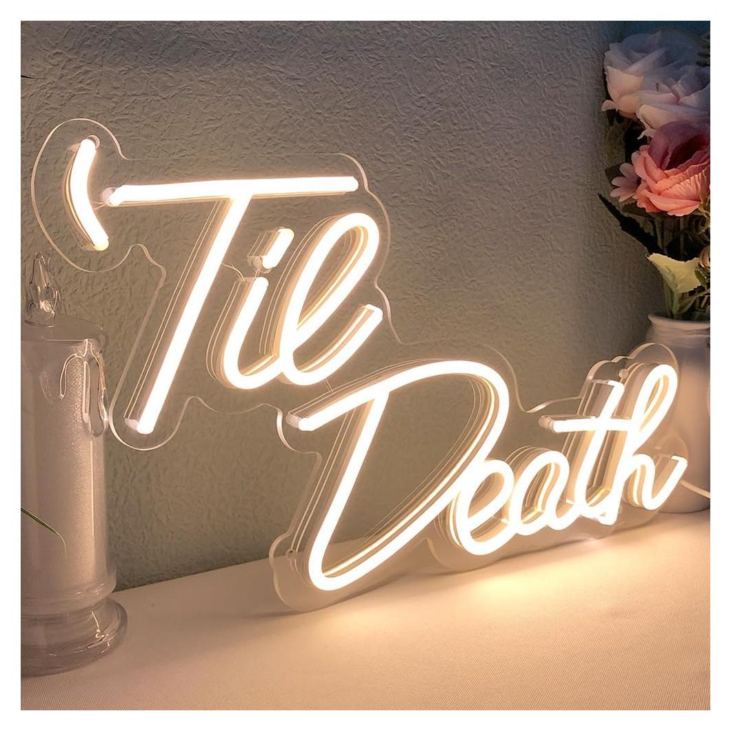 Letrero de Neón Til Death JXIN 40x23 cm Blanco Cálido