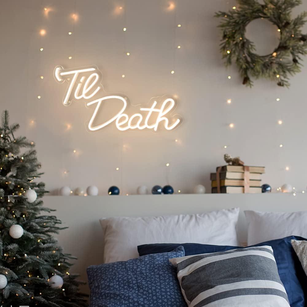 Letrero de Neón Til Death JXIN 40x23 cm Blanco Cálido