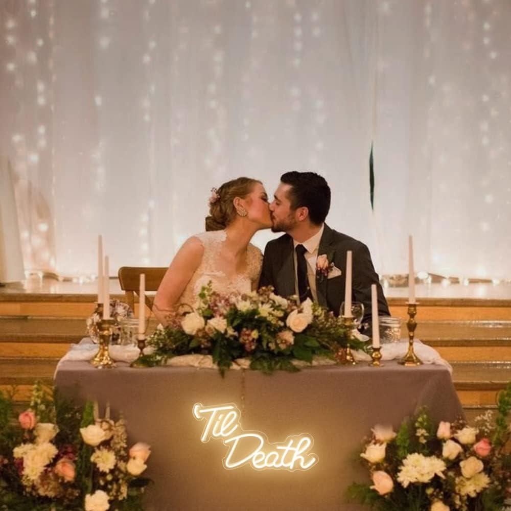 Letrero de Neón Til Death JXIN 40x23 cm Blanco Cálido