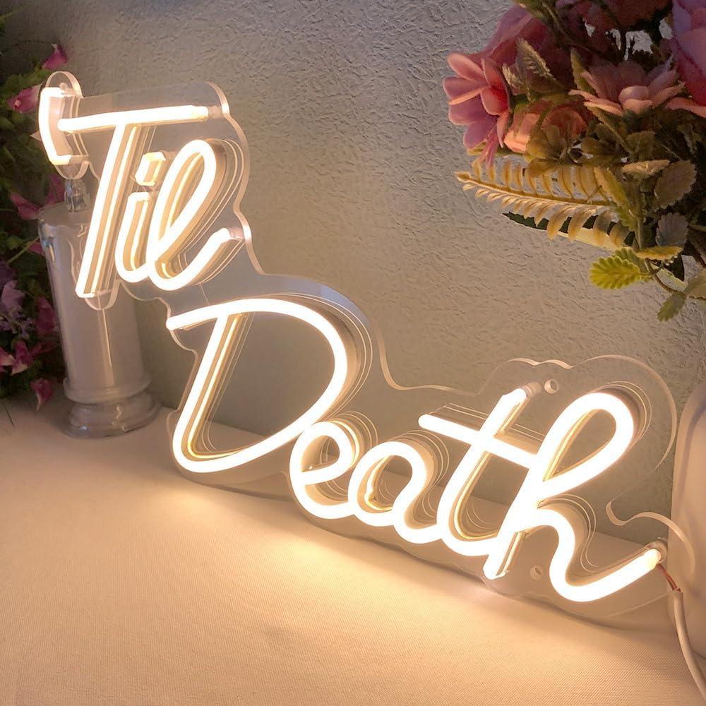 Letrero de Neón Til Death JXIN 40x23 cm Blanco Cálido