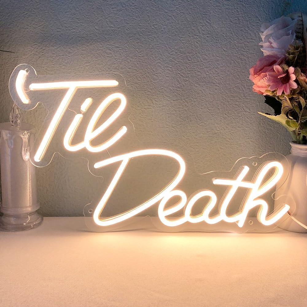 Letrero de Neón Til Death JXIN 40x23 cm Blanco Cálido