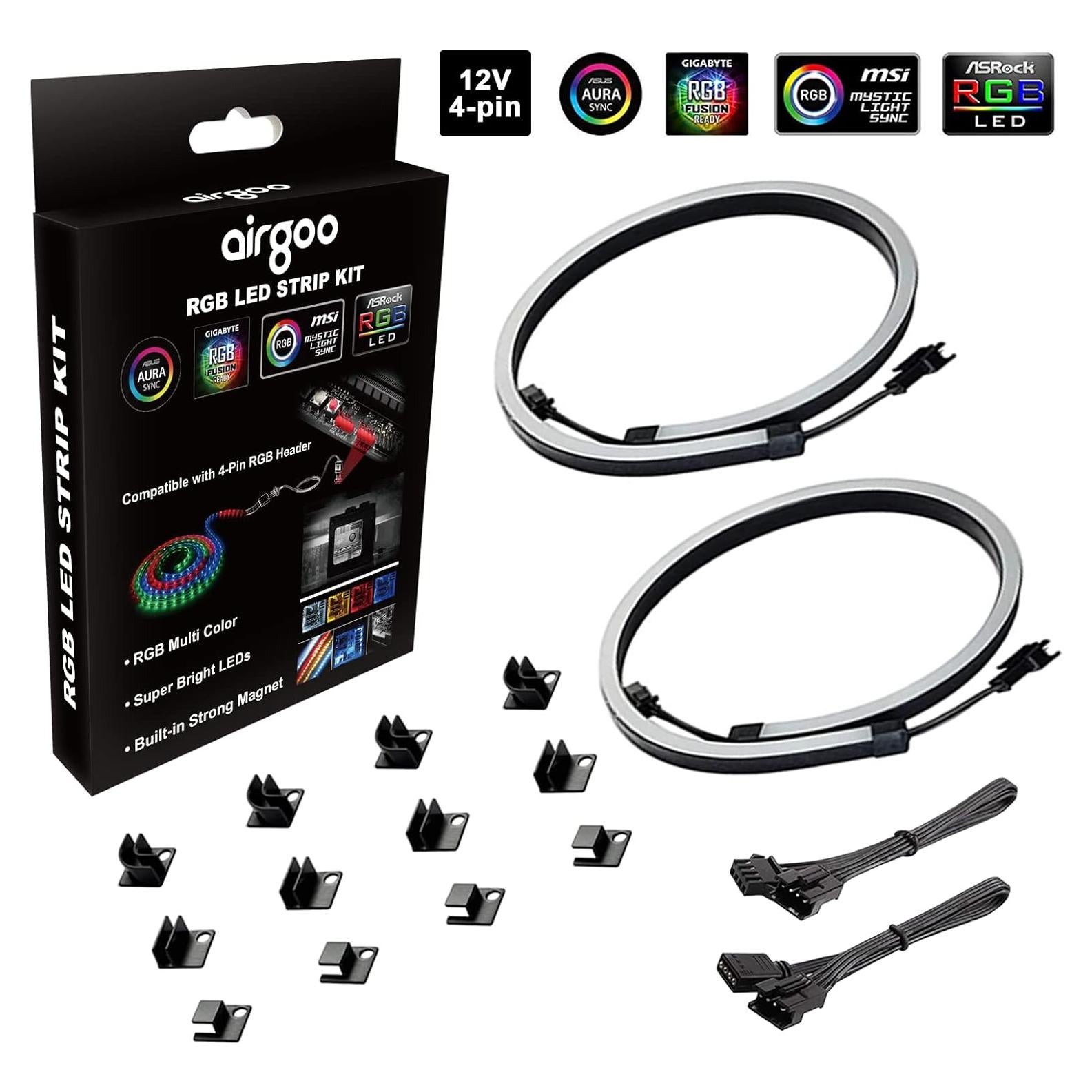 Tira LED RGB Neon Airgoo 40cm con Soportes Magnéticos