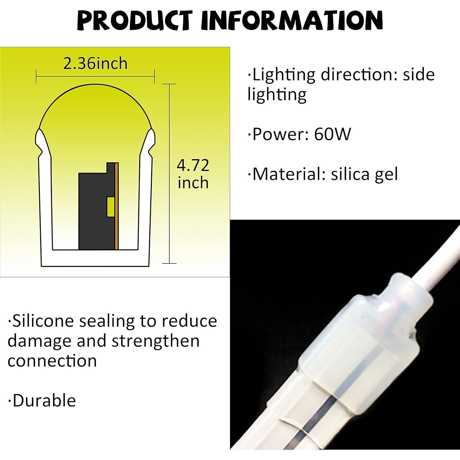 Luz de Neón LED Silicona 12V 5m 6500K Impermeable YXH