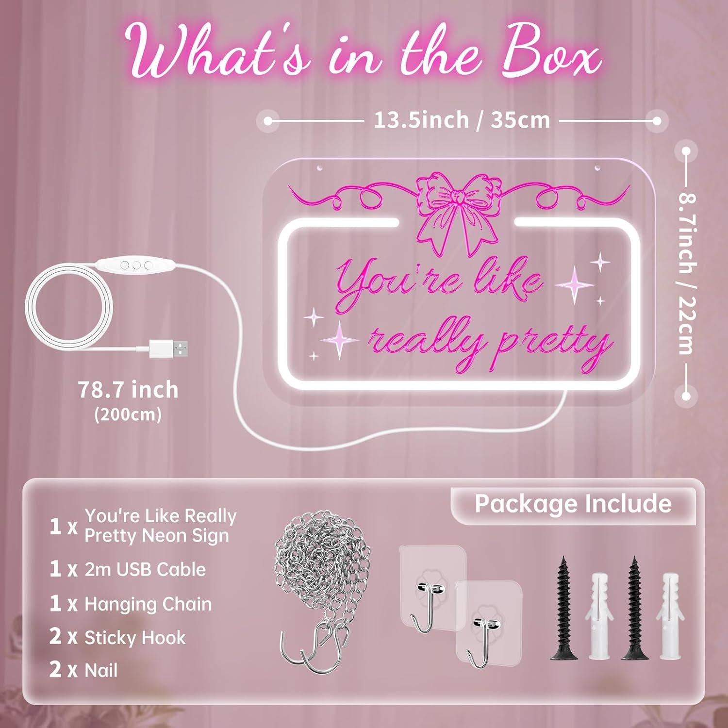 Señal de Neón Rosa Lazo Eres Como Realmente Bonita LED