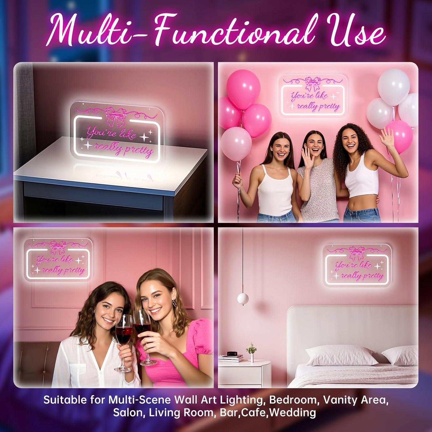 Señal de Neón Rosa Lazo Eres Como Realmente Bonita LED