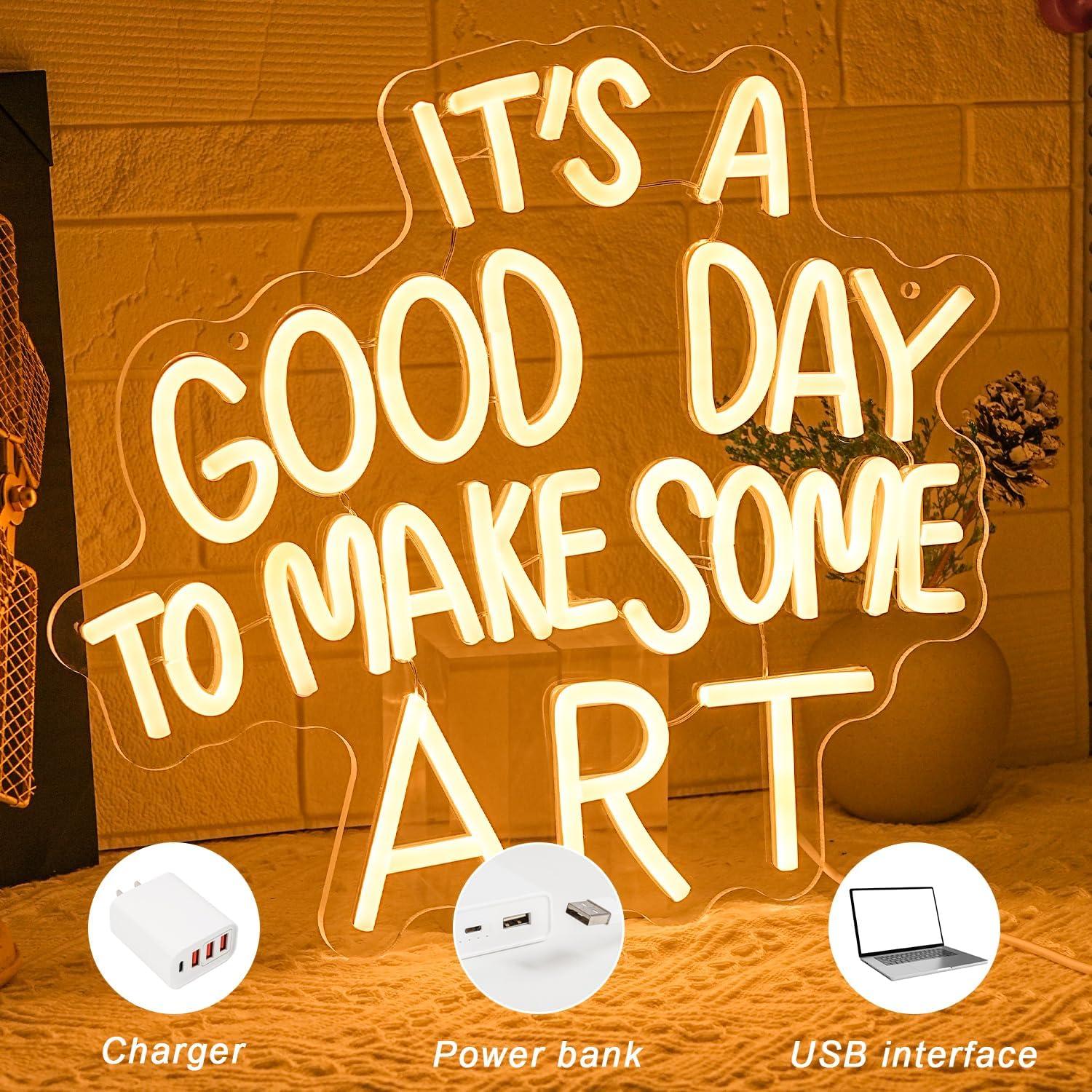 Letrero de Neón LED Regulable Gyaksjm Buen Día 35.5x32cm